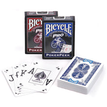 Bicycle Pro Poker Peek playing cards with packaging on a white background