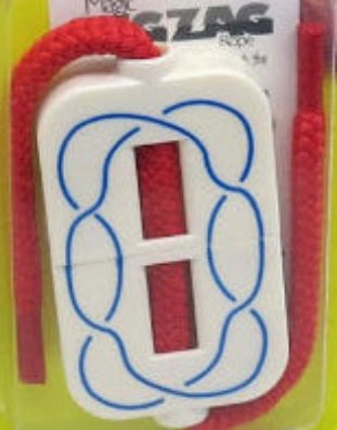 Zig Zag rope magic trick packaging with hands demonstrating the product.